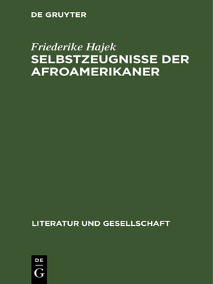 cover image of Selbstzeugnisse der Afroamerikaner